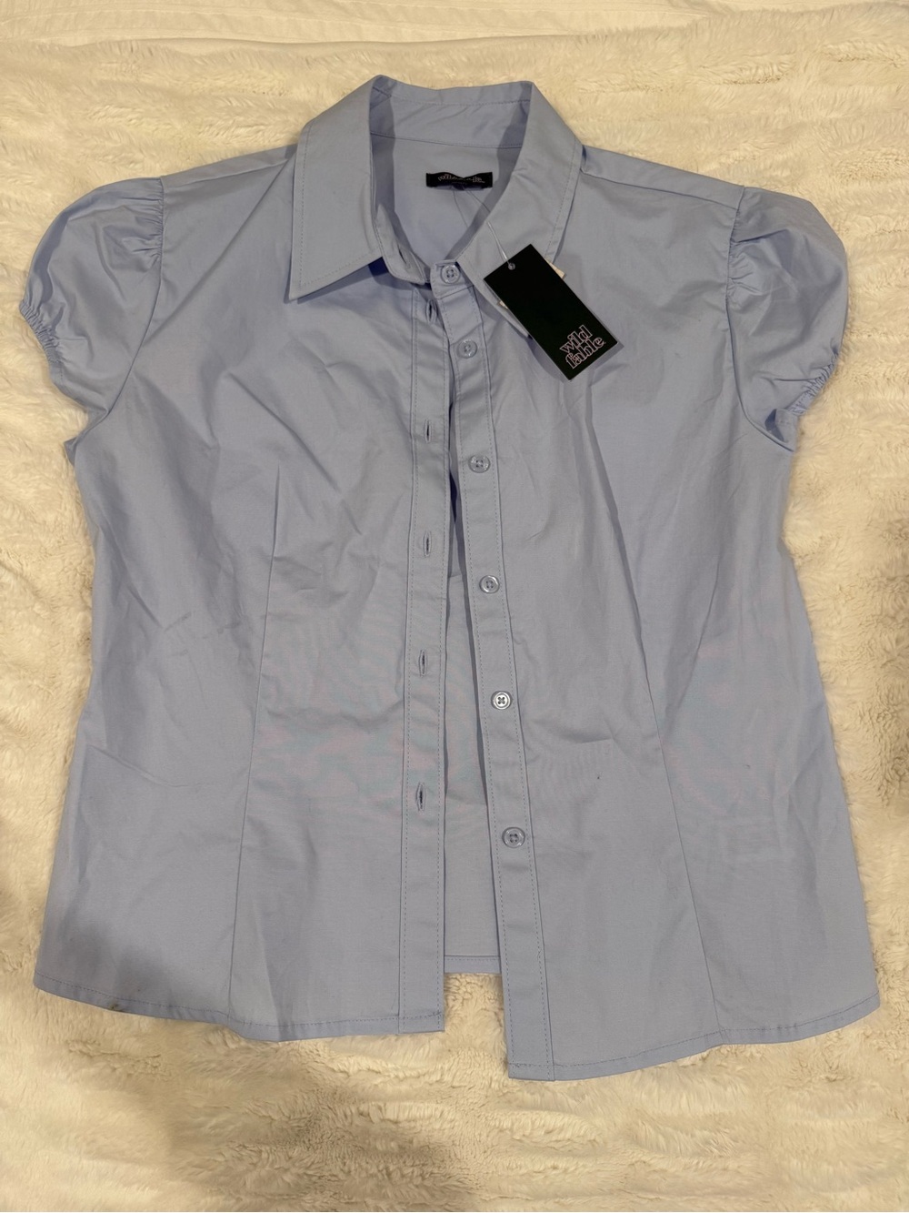 Wild Fable Light Blue Short Sleeve Button-Up Blouse